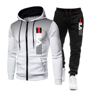 Tracksuits voor heren Winterkleding Men Sets Hoodie Set Fleece Zipper Sweatshirt Casual Sport Sweatpants Heren 230203