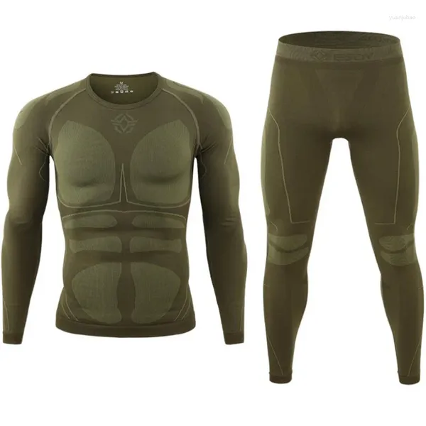 Chándales para hombres Conjunto de ropa interior térmica táctica de lana de invierno para hombre Función al aire libre Transpirable Entrenamiento Ciclismo Thermo Tight Long Johns