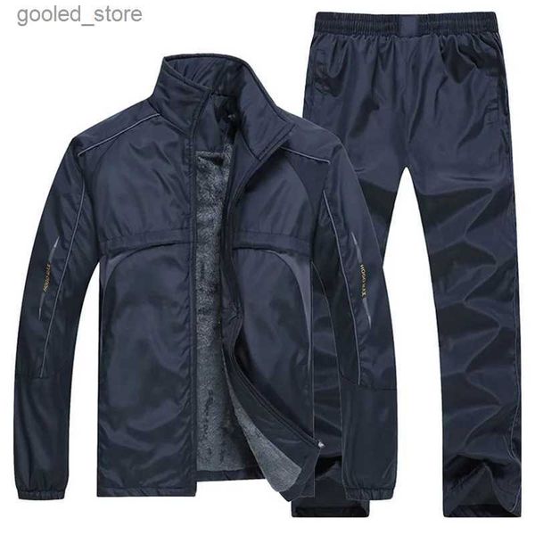 Survêtements pour hommes Vêtements de sport pour hommes d'hiver Deux pièces Veste doublée en laine + Pantalon Vêtements de sport Vêtements pour hommes Basketball Sportswear Q231025