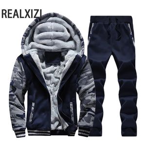 Trainingspakken voor heren Wintersportjas Broekpakken Herenjassen Broeksets Dikker fleece thermische hoodies Set Camouflage trainingspak Sweatshirts 231127