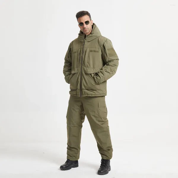 Survêtements pour hommes hiver super chaud pantalon tactique ensemble militaire parkas extérieur coupe-vent costumes imperméables vestes à capuche multi-poches épaisses