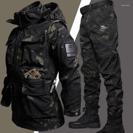 Survêtements pour hommes Hiver Tactique Camouflage Costume Hommes Ensembles de travail imperméables en plein air coupe-vent randonnée pêche capuche veste chaude multi-poche