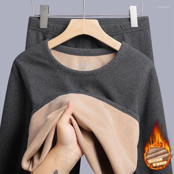 Chándales para hombres Conjunto de ropa interior térmica de invierno para el hogar Engrosamiento de lana O-cuello Long Johns Tops Parejas Traje de pareja de protección contra el frío para mujeres