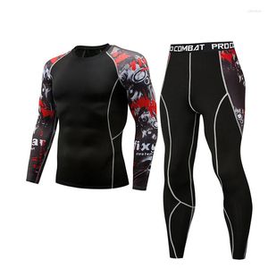 Trainingspakken voor heren Winter Warm ondergoed Set T-shirt Leggings Leren jack Lange mouw Elastiek Wol John