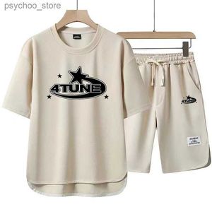 Survêtements pour hommes Y2K Xingxin imprimé hommes été T-shirt et shorts deux pièces ensemble hommes rétro vêtements de sport décontractés hip-hop vêtements de sport amples Q240314