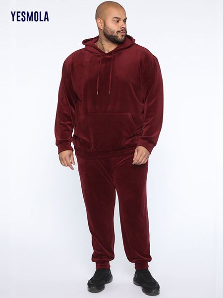 Survêtements pour hommes Yesmola Printemps Automne Velours Sport Costume Mâle Plus Velours Épais Sweats À Capuche Pantalon Chaud Sweat Sportswear Survêtement Ensemble 230311