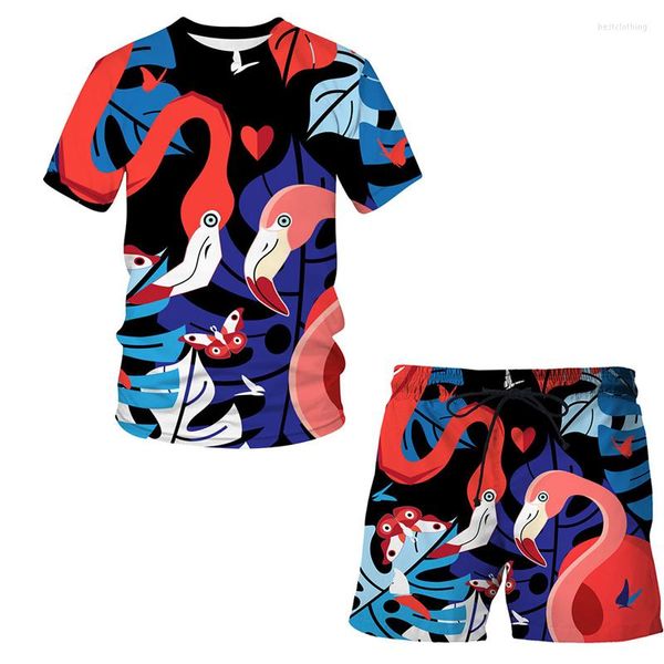 Survêtements pour hommes YUHA Hip-Hop Harajuku Abstract Street T-shirt Vêtements De Luxe 3D Imprimé Shorts Costume Pour Garçons Et Filles Chemise Décontractée Moi