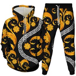 Heren Trainingspakken Zebra Luipaard Ketting Tijger Luxe Vintage Design Patroon Print Trainingspak Mannen Vrouwen Hoodies Joggingbroek 2 Stuks Set Kleding