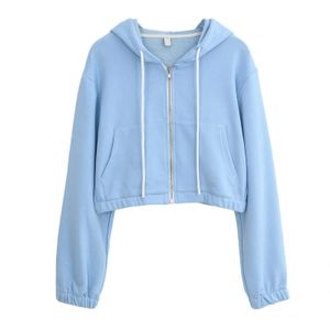 Survêtements pour hommes Zip Up Sweats à capuche pour femmes courtes Harajuku Mode coréenne Crop Tops Sweatshirts Teen Girls Automne Kawaii Tunique Pull 231201