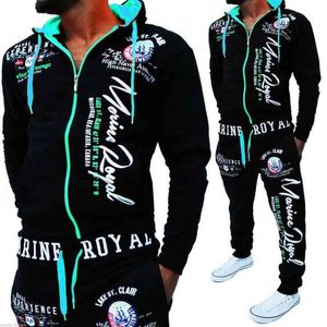 Parcours masculin Zogaa 2019 Brand Mens Sweat Suit Men Sportswear 2 pièces pour hommes Lettre décontractée imprimement Men Suite Suit Costume C 2557