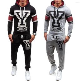 Tracksuits voor heren Zogaa Mens zweetpakken Fashion Outfits Hooded sweatshirt en trainingsbroek Twee -delige set Casual sweatsuit geprinte trainingspak