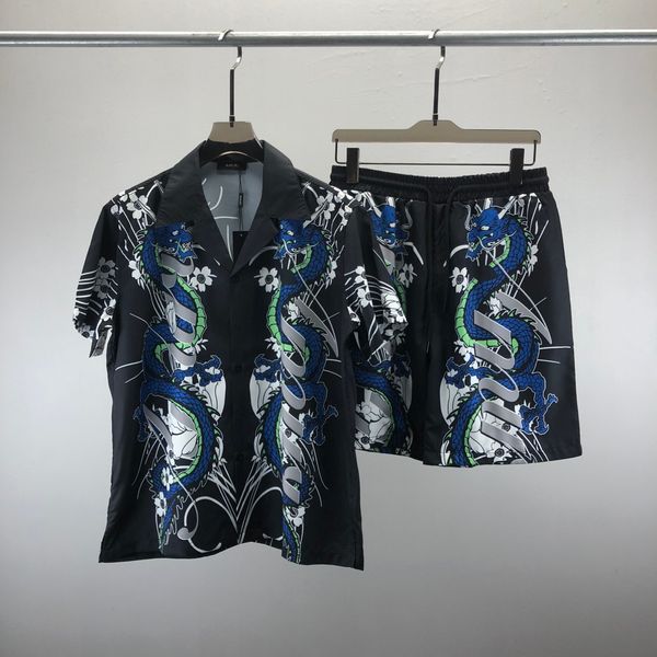 Chándales para hombres Conjunto de camisa 2024 Tenis Flores Rayas Hombres Mujeres Conjunto corto T Shrt Hawaii Playa Estilo Traje Hip Hop Camisa Pantalones cortos Trajes de pareja W9