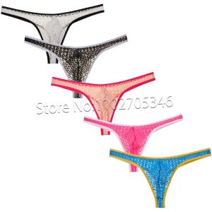 Bikini en dentelle transparente des hommes sous-vêtements Sexy String Tangas Pouche G-string Pouche Planture de sexe respirant