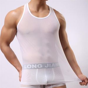 Maillot de corps Transparent pour hommes, chemise sans manches, maille respirante, gilet de musculation, débardeur Sexy pour hommes, Tops222c