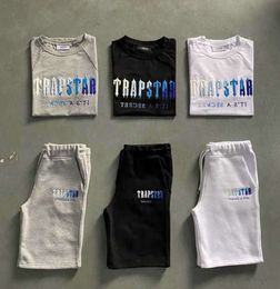 Мужской комплект футболок Trapstar, спортивный костюм с вышивкой букв, плюшевые шорты с короткими рукавами, усовершенствованный дизайн 661onbjk