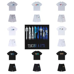 Heren trapstar t-shirts trainingspakken t-shirt ontwerper borduurwerk brief luxe zwart wit grijs regenboog kleur zomer sport mode katoenen koord top korte mouw