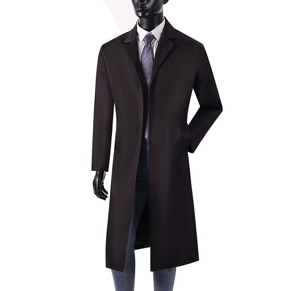 Trench-Coat Long sans bouton pour homme, imperméable, coupe-vent, Vintage, Style britannique, printemps-automne, M-6XL pour grands garçons