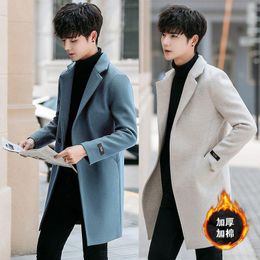 Gabardina para hombre 2021 Plus algodón engrosado versión coreana del cuerpo largo rompevientos abrigo de piel