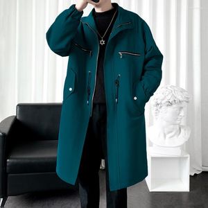 Heren Trench Coats 2022 Heren Fashion Trend Long Windbreaker Zwart/blauwe kleur Britse stijl Katoen Classic Double Breasted Jackets