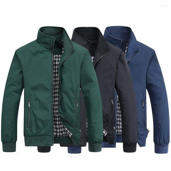 Gabardinas para hombres 2022 Chaqueta para hombres Abrigo Hombres Color Sólido Soporte Cuello Cremallera Bolsillo Slim Bomber Ropa deportiva Ropa masculina Primavera