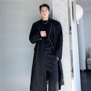 Hommes Trench Coats 2023 Automne Style Coréen Personnalisé Zipper Conception Coupe-Vent Hommes Casual Lâche Noir Blanc M-XL