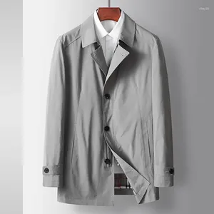 Gabardinas para hombres 2023 Otoño Polo Collar Manga larga Cortavientos Moda Casual Versátil Gris Alta Calidad Chaqueta de longitud media