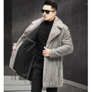 Männer Trenchcoats 2023 Marke Faux Pelzmantel Verdicken Winter Warme Jacke Männer Lange Revers Täglichen Outdoor-Outwear Mantel 6XL