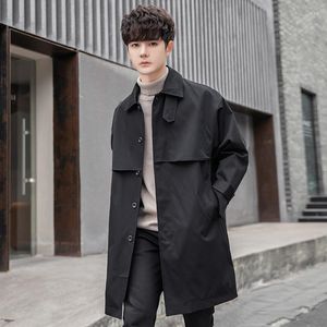 Trenchs pour hommes 2023 Hommes Printemps Automne Solide Couleur Long Manteau Mâle Poches Décontractées Streetwear Outwear Manches Vestes G284