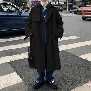 Trench Coats 2023 Mens Fashion Spring Men Long Jackets Streetwear Casual Casual Solid Wind Breakers and Automne