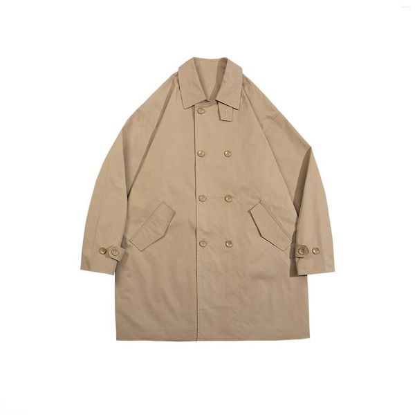 Abrigos de zanjas para hombres 2023 Abrigo de primavera Hombre Streetwear Cortavientos Trenchcoat Hombres Sólido Moda coreana Casual Abrigo largo suelto