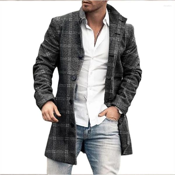 Gabardinas para hombres 2024 Chaqueta larga europea y americana Botón de manga de otoño Casual Primavera Ropa al aire libre Capa Capa Techwear