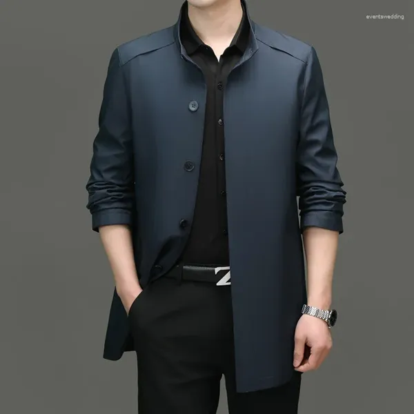 Trench-Coats masculin 2024 Mateau de mode de haute qualité Collier de stand-up Beau toutes les jeunes occasionnels