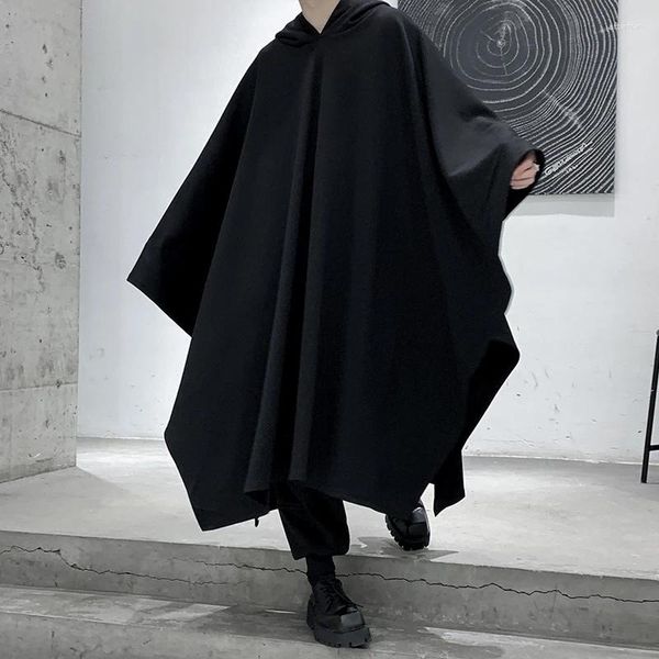 Trenchs de hommes 2024 Haute Qualité Punk Hip Hop Manteau surdimensionné Manteau à capuche Hommes Gothique Vintage Longue Veste Assistant Pull Robe