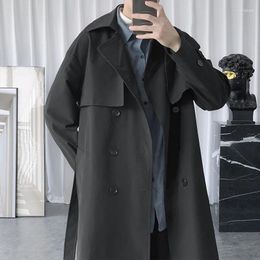 Männer Graben Mäntel 2024 Frühling Herbst Koreanischen Stil Männer Mode Khaki Casual Langen Mantel Männlich Streetwear Lose Anzug Top Windjacke