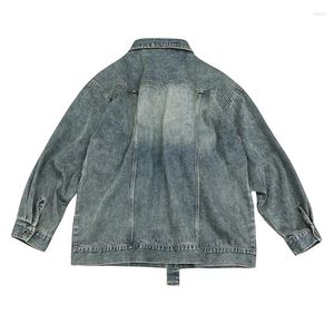 Trench Coats 2024 Spring Heavy Industry Washed Abled Denim Jacket Japanese Retro Multi-Pocket Loose Men