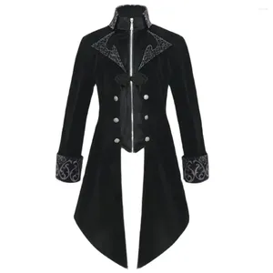 Heren Trench Coats 2024 Steampunk Women Men Medieval Dress Kostuum Velet Stand Kraagstaartjes Gotische Vampire Cosplay Jacket S-2XL