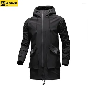 Trench Coats 2024 Tactical Breaker Spring Fin Long Longueur Pocket Mode Hooded Fashion Casual Cascing Camping Veste Clothing