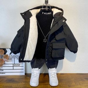 Trenchs pour hommes Manteaux d'hiver 2024 Garçons Filles Veste Enfants Vêtements Garder au chaud Coton Épaissir Enfants Zipper Sweat à capuche Plus Vestes de velours