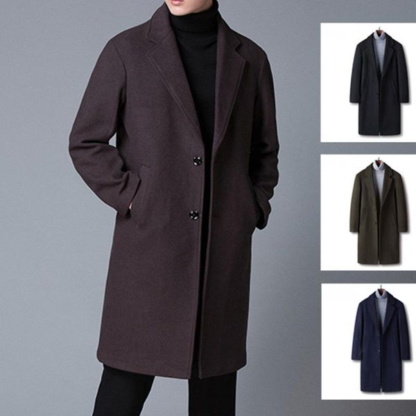 Trenchs pour hommes 40% laine et pardessus manteau hiver coréen jeunesse lâche moyen long coupe-vent