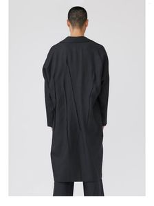 Trenchcoats voor heren en zwart-wit linnen Japanse casual high street oversized jas
