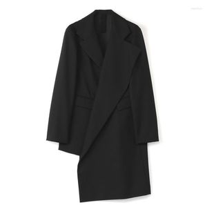 Trenchs pour hommes et printemps automne marque de mode originale rue coréenne foncée mi-longue manteau à capuche manteau coupe-vent veste tendance masculine