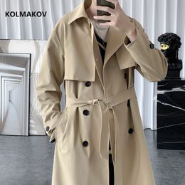 Heren Trench Coats Aankomst Autumn Fashion Coat Men Hoge kwaliteit Double Breasted Trench's Casual Jackets Full Size M5XL 230413