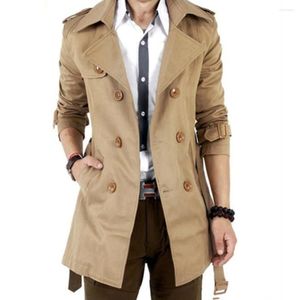 Trenchcoats voor heren Herfst en winter Halflange jas voor heren Elegant Brits Effen kleur Koreaanse stijl Double-Breasted Casual