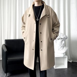 Heren Trench Coats Autumn Fashion Long Coat For Men Streetwear Casual Jacket Windscheper overjas Solid mannelijke jassen Kleding