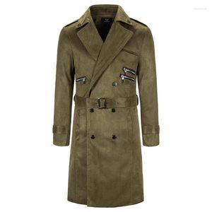 Gabardina para hombre, abrigo largo de otoño para hombre, estilo británico, doble botonadura, fajas a la moda, chaqueta cortavientos, abrigo de marca Viol22