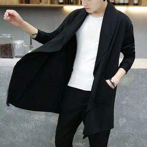 Men's Trench Coats Autumn Men Fashion Korean Style Long Trench Coat Hooded Cloak Abrigo Hombre Men Punk Hip Hop Cardigan Casual Streetwear Cape 230812