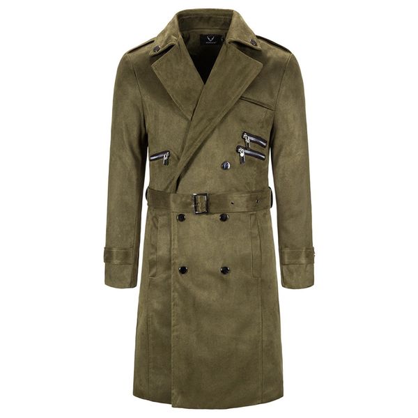 Trenchs hommes Automne Nouveau Long Trench Coat Hommes Style Britannique Double Boutonnage Caban Hommes Mode Ceintures Coupe-Vent Veste Marque Hommes Pardessus R2HO