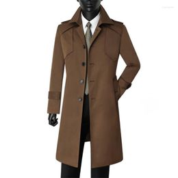 Trenchs pour hommes Automne Urban Casual Coco Couleur Revers Long Beau Coupe-vent à poitrine unique Veste Gabardinas Jaqueta Mas