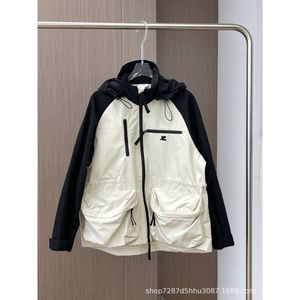 Heren Trench Coats Herfst/Winter Zwart Wit Contrast Windscheper Jiaojia Katoenjas 3D Pocket Decoratie Taille Drawtring Toont slanke modieuze stijl