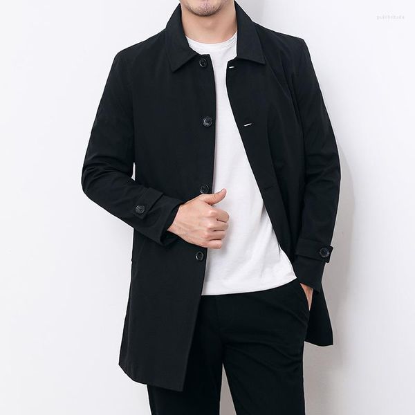 Gabardina para hombre, abrigo informal para otoño e invierno para hombre, abrigo cortavientos grueso de talla grande, ropa de abrigo negra larga para hombre, niños 4xl